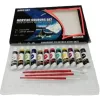 Black packaging box with colored paint tubes for children's art painting set, watercolor oil pastels Item Picture